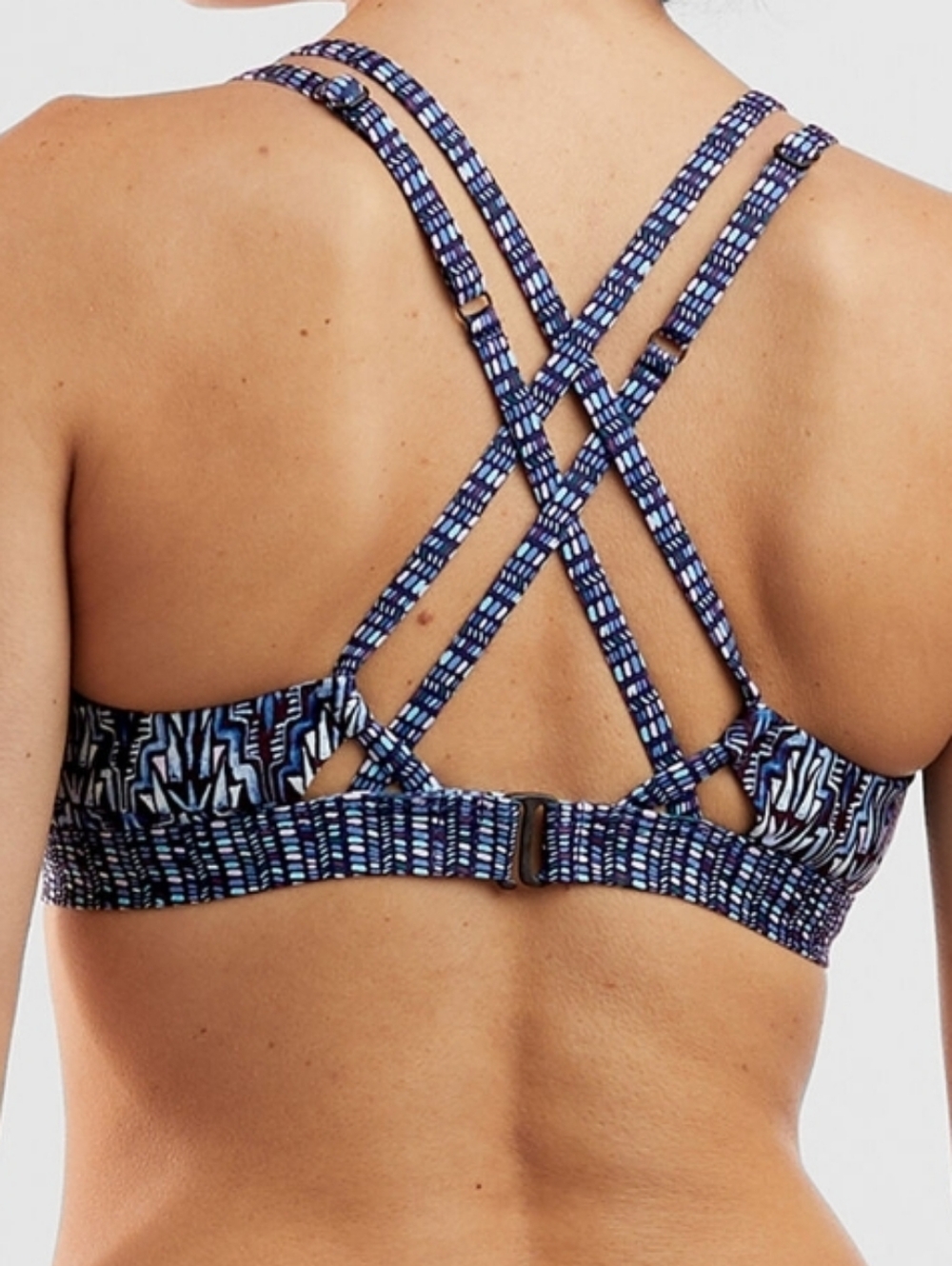 Title Nine Siren Bikini Top In Marquesas Navy & Black Print - Medium - Picture 2 of 10